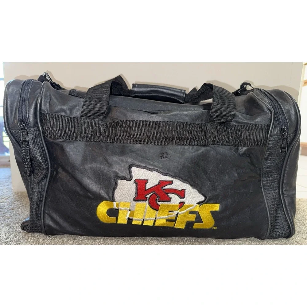 Vintage Kansas City Chiefs A.D.S. Sports NFL Faux Leather Travel Duffle Bag RARE
